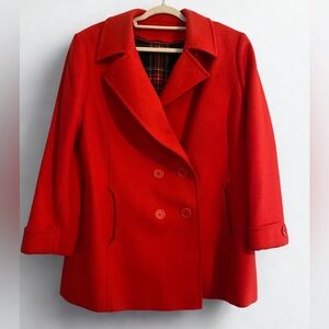 VTG Pendleton Wool Peacoat Red Black Stewart Scottish Tartan Lined Rare Size 8